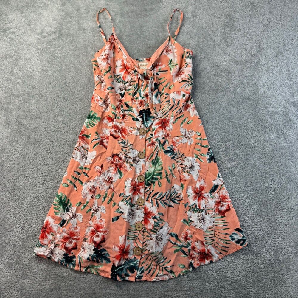 Band of Gypsies Dress Women's Small Orange Mini Sleeveless Floral Print Stretch